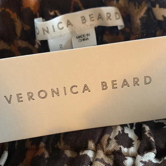 Veronica Beard Oksana Leopard Linen Crop Pants Size 2 - Picture 5 of 5